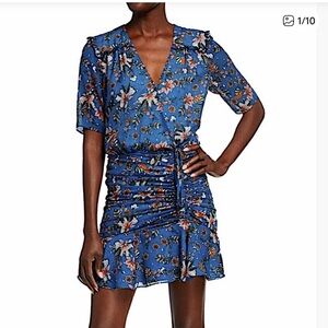 Veronica Beard Teal Floral Mini Dress size 6 NWOT Silk Blend